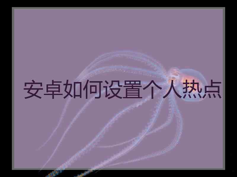 安卓如何设置个人热点