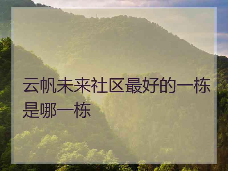 云帆未来社区最好的一栋是哪一栋