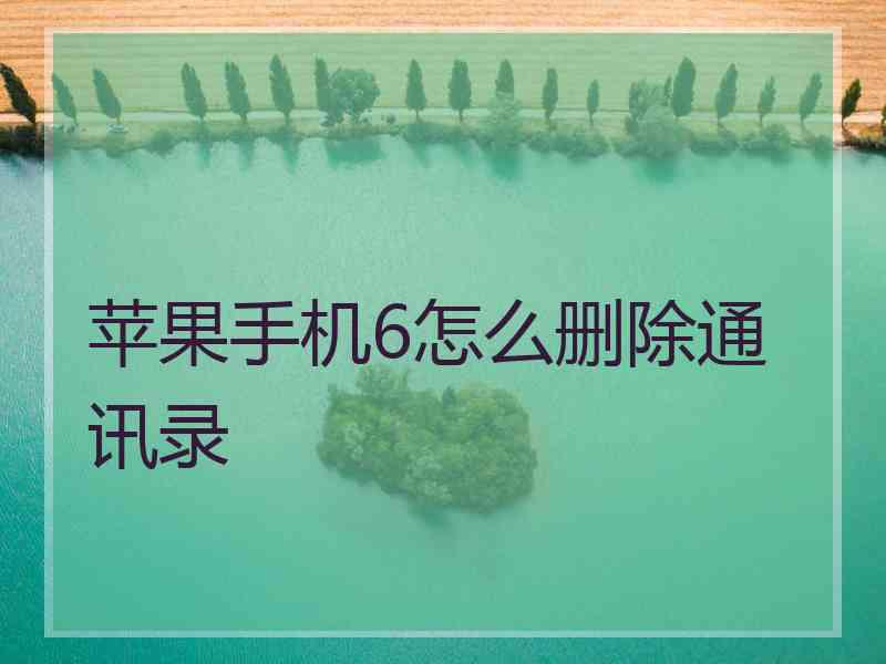 苹果手机6怎么删除通讯录