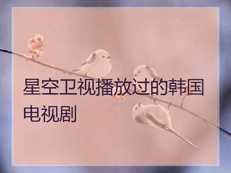 星空卫视播放过的韩国电视剧
