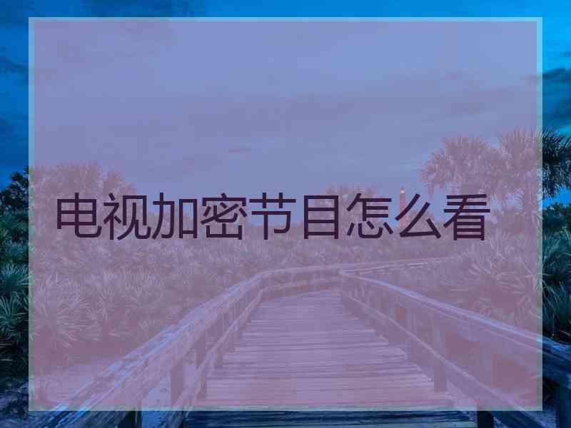 电视加密节目怎么看