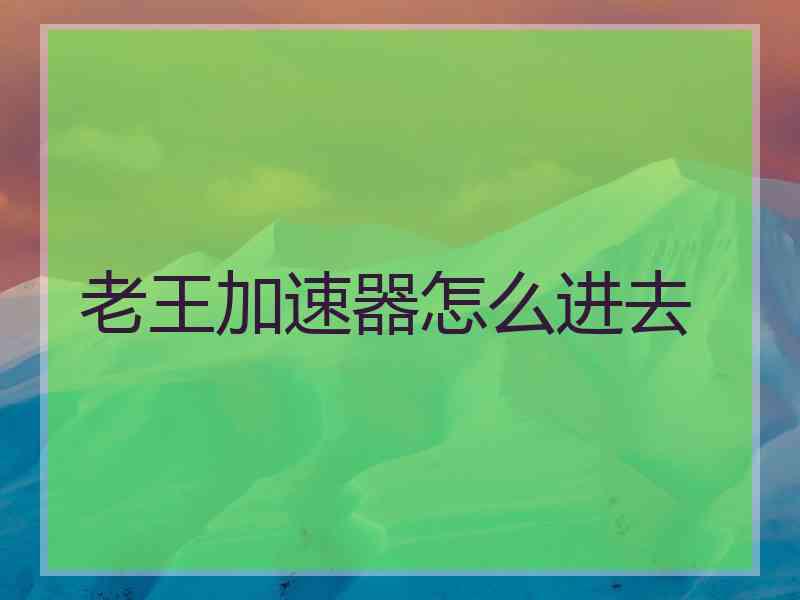 老王加速器怎么进去