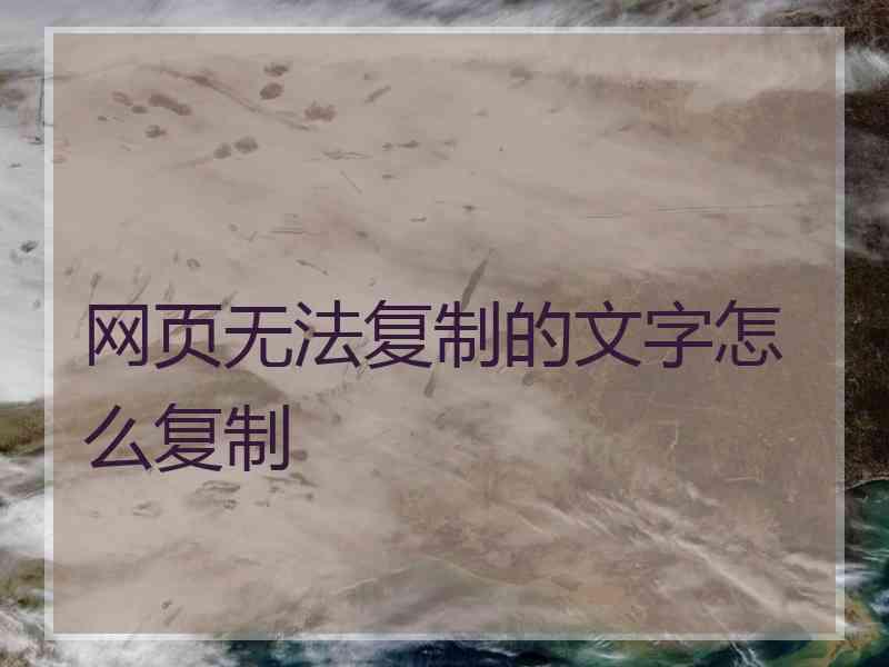 网页无法复制的文字怎么复制