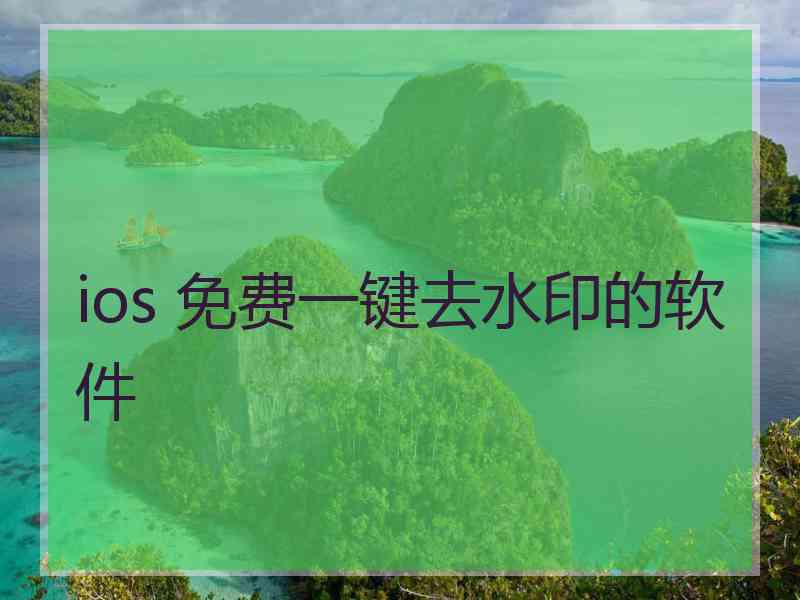 ios 免费一键去水印的软件