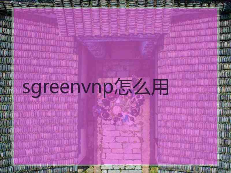 sgreenvnp怎么用