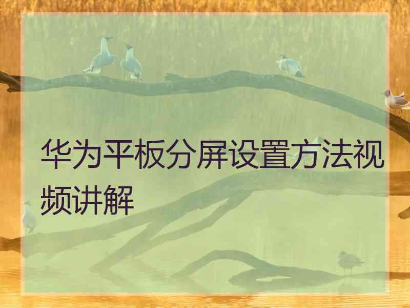 华为平板分屏设置方法视频讲解