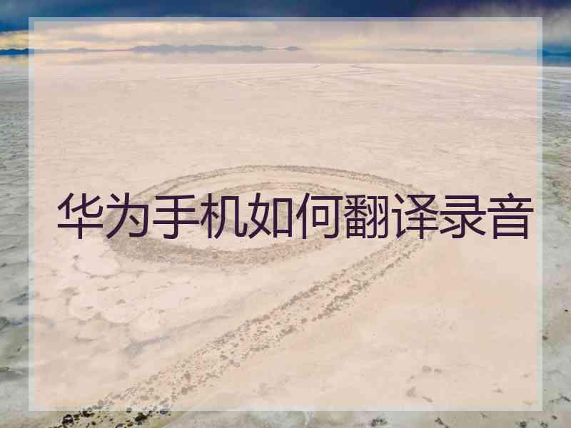 华为手机如何翻译录音