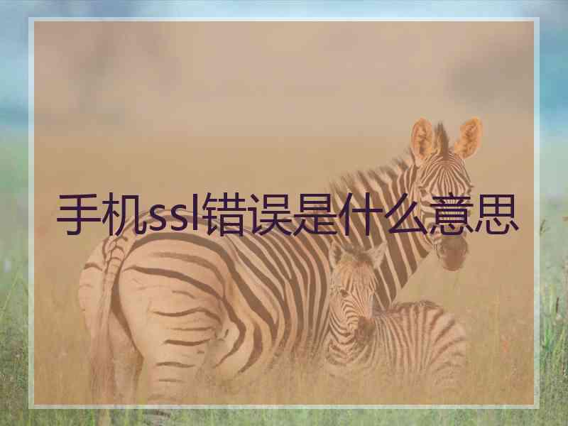 手机ssl错误是什么意思