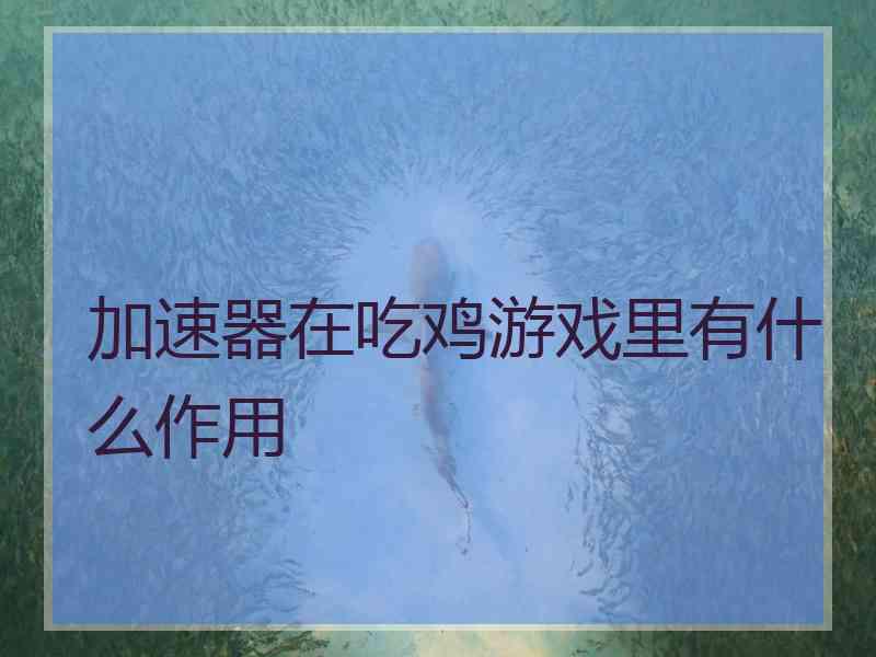 加速器在吃鸡游戏里有什么作用