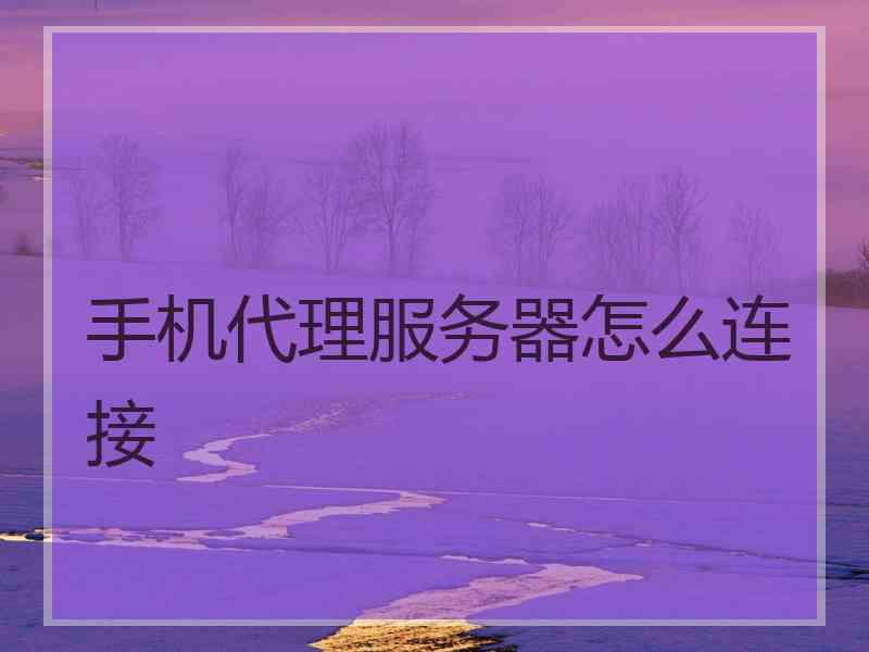 手机代理服务器怎么连接