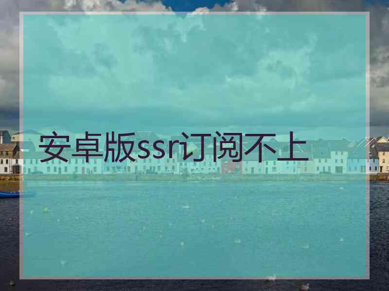 安卓版ssr订阅不上