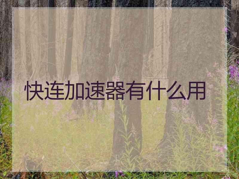 快连加速器有什么用