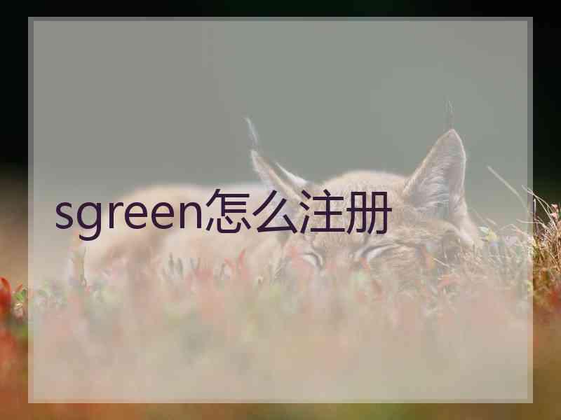 sgreen怎么注册