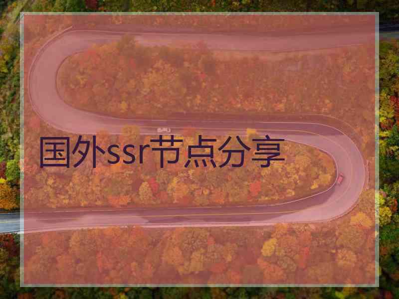 国外ssr节点分享