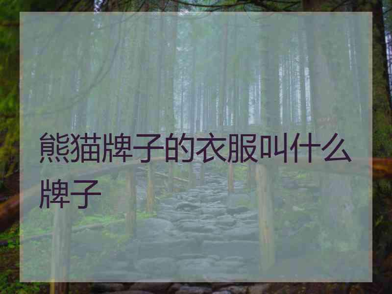 熊猫牌子的衣服叫什么牌子