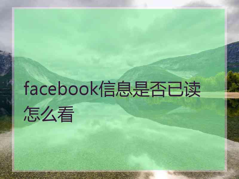 facebook信息是否已读怎么看
