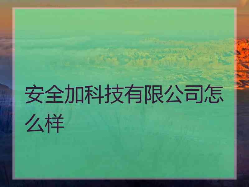 安全加科技有限公司怎么样