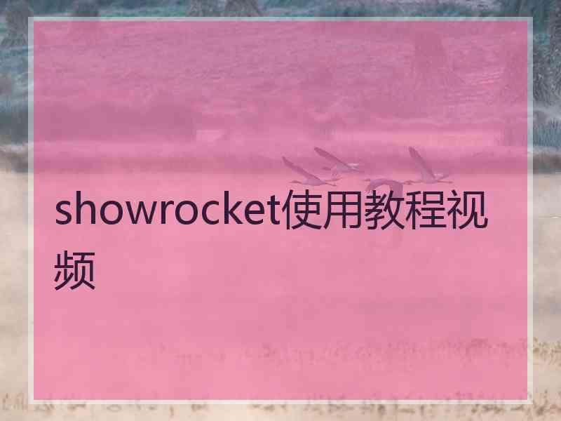 showrocket使用教程视频