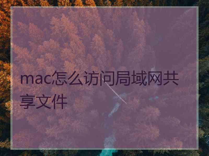 mac怎么访问局域网共享文件