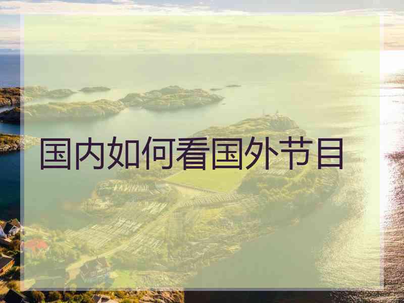 国内如何看国外节目