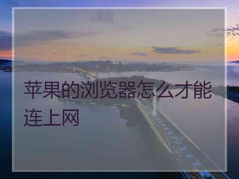 苹果的浏览器怎么才能连上网