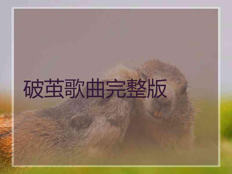破茧歌曲完整版