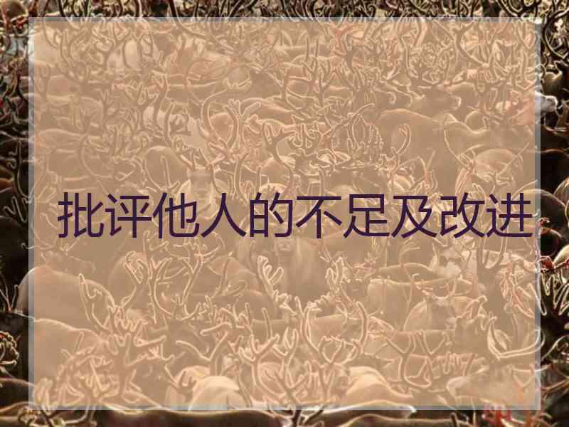 批评他人的不足及改进