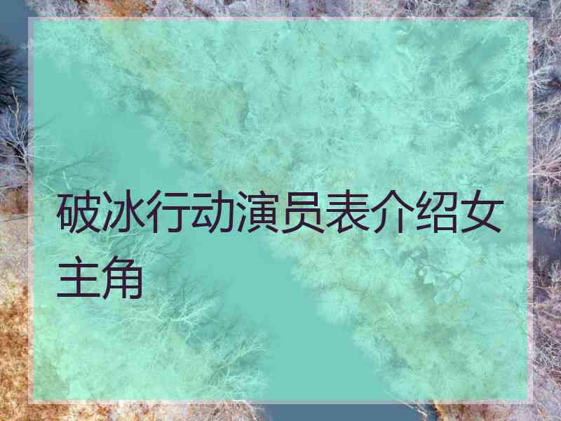 破冰行动演员表介绍女主角