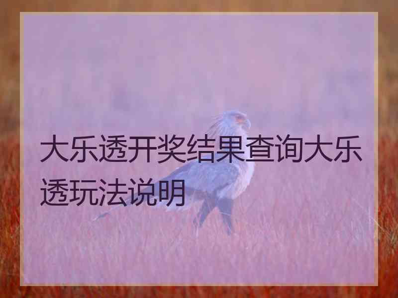 大乐透开奖结果查询大乐透玩法说明