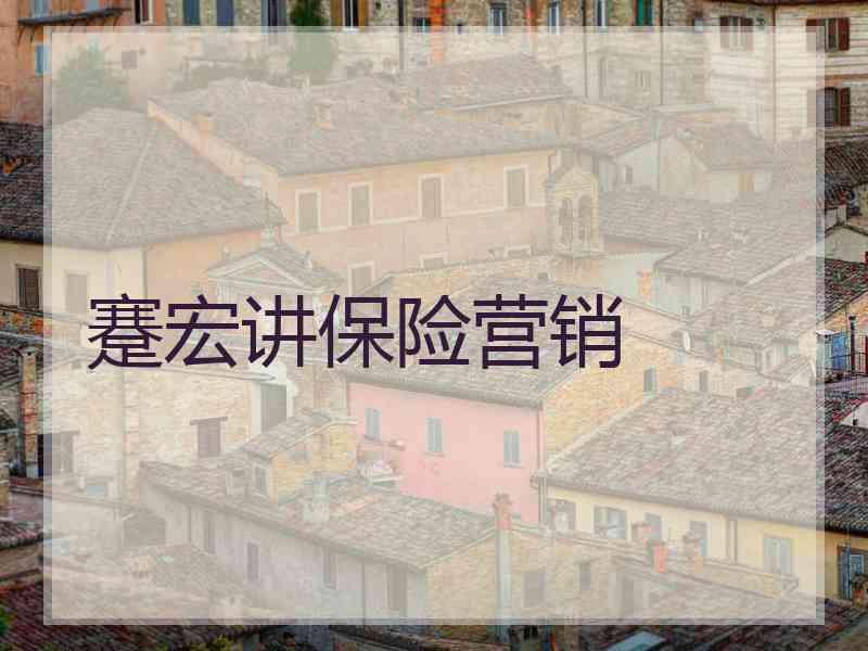 蹇宏讲保险营销