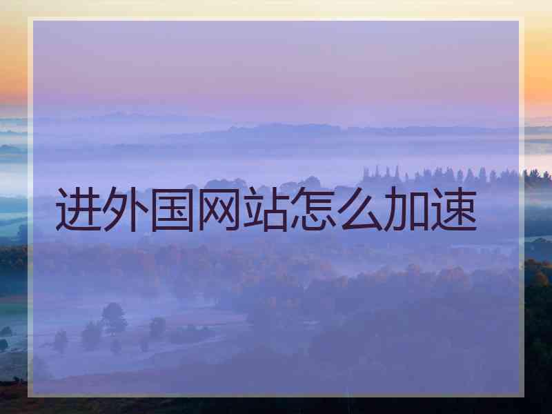 进外国网站怎么加速